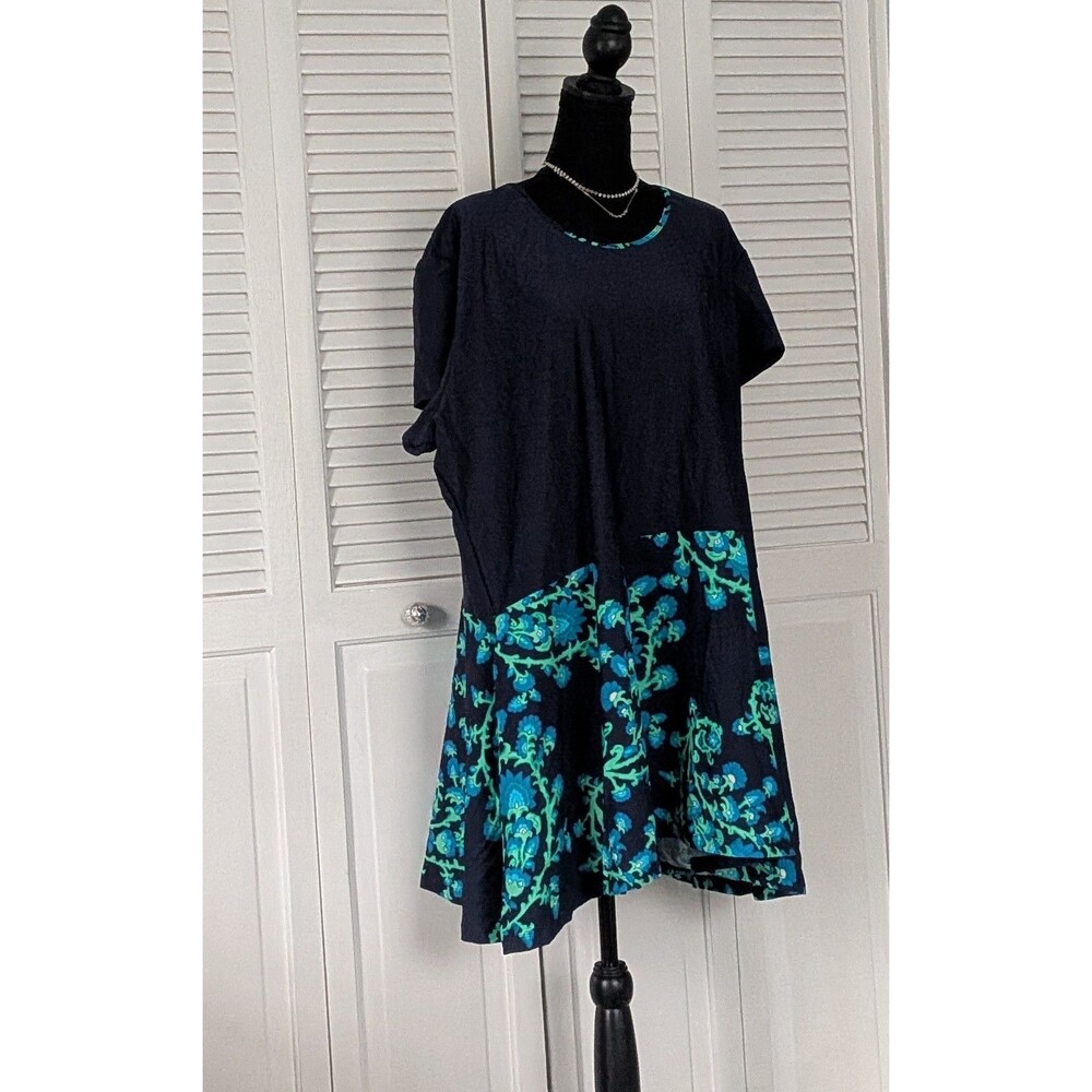 ModLi Swim Dress Women's Plus Sz 6X Blue Green Floral Round Neck Skirted Beachy